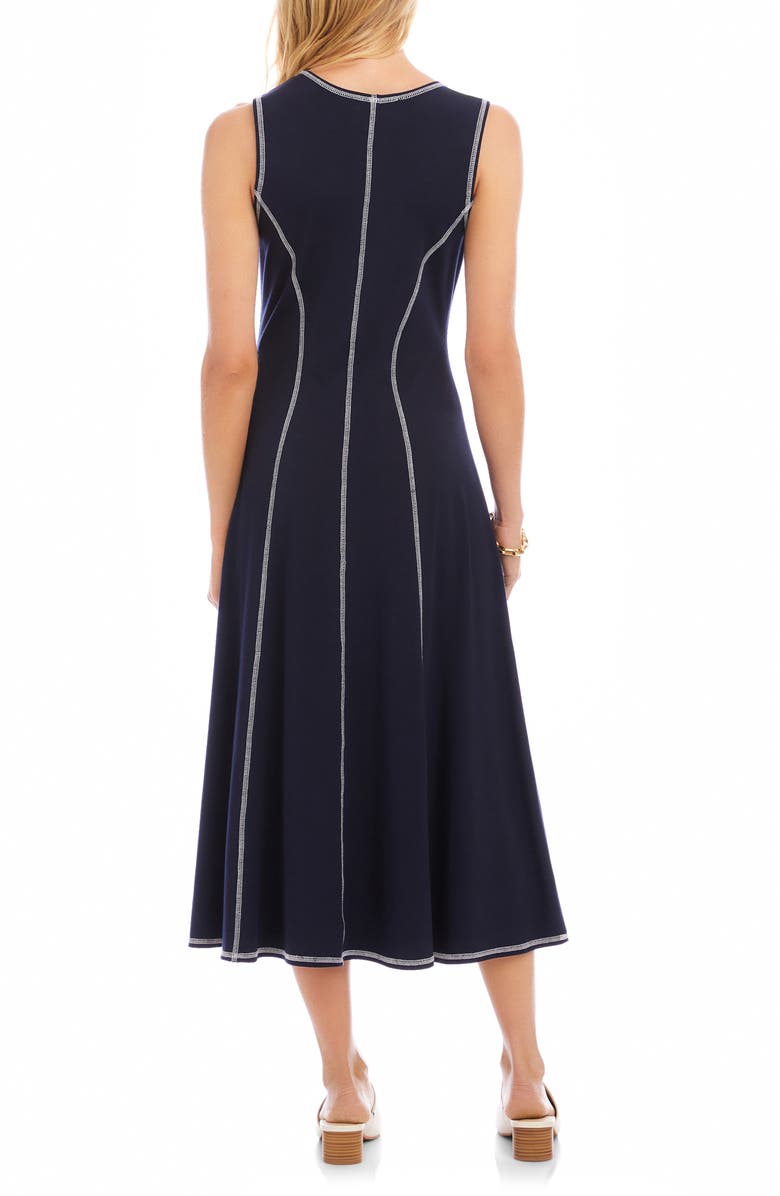 Karen Kane Contrast Stitch Sleeveless Midi Dress, Alternate, color, 
