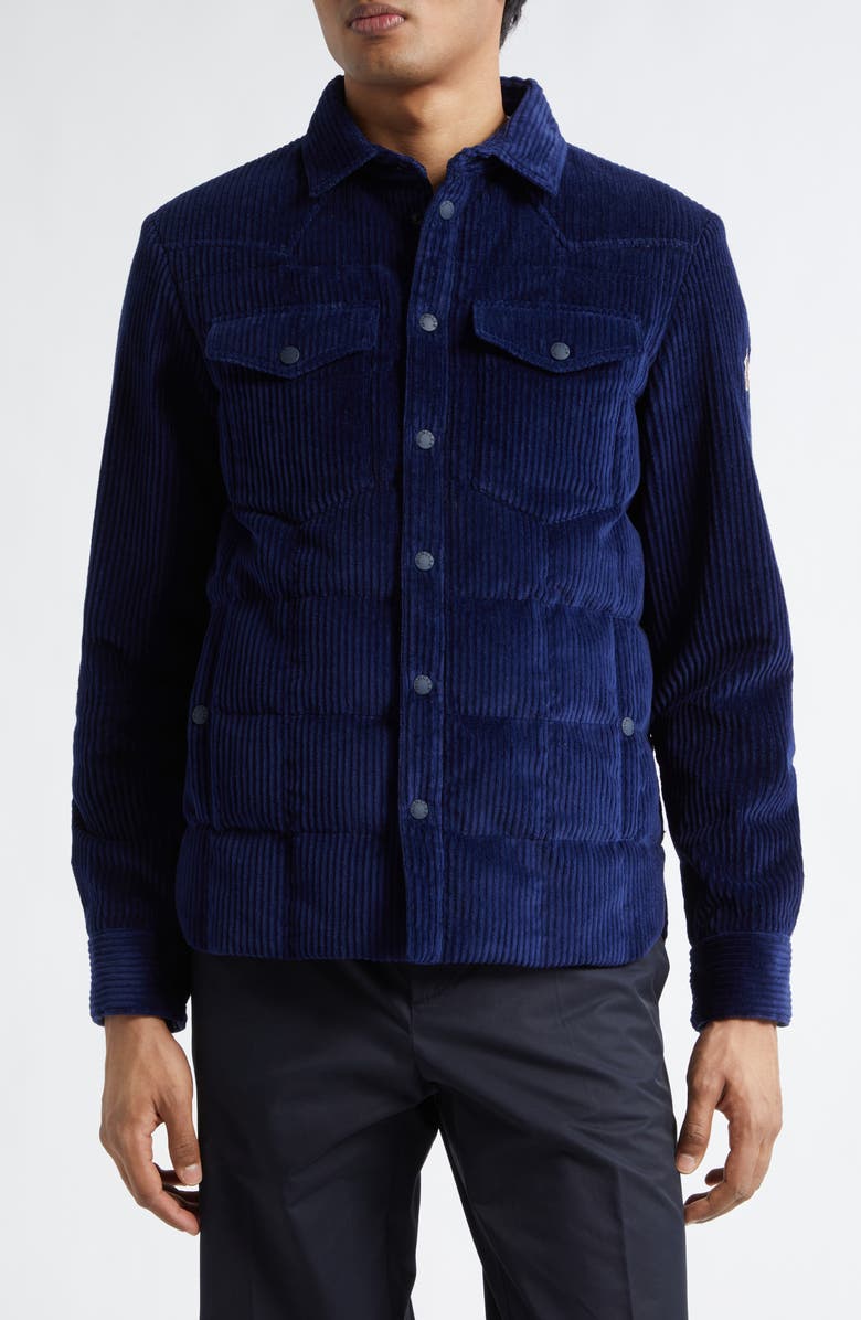 Moncler Grenoble Gelt Quilted Corduroy Shirt Jacket, Main, color, Dark Electric Blue