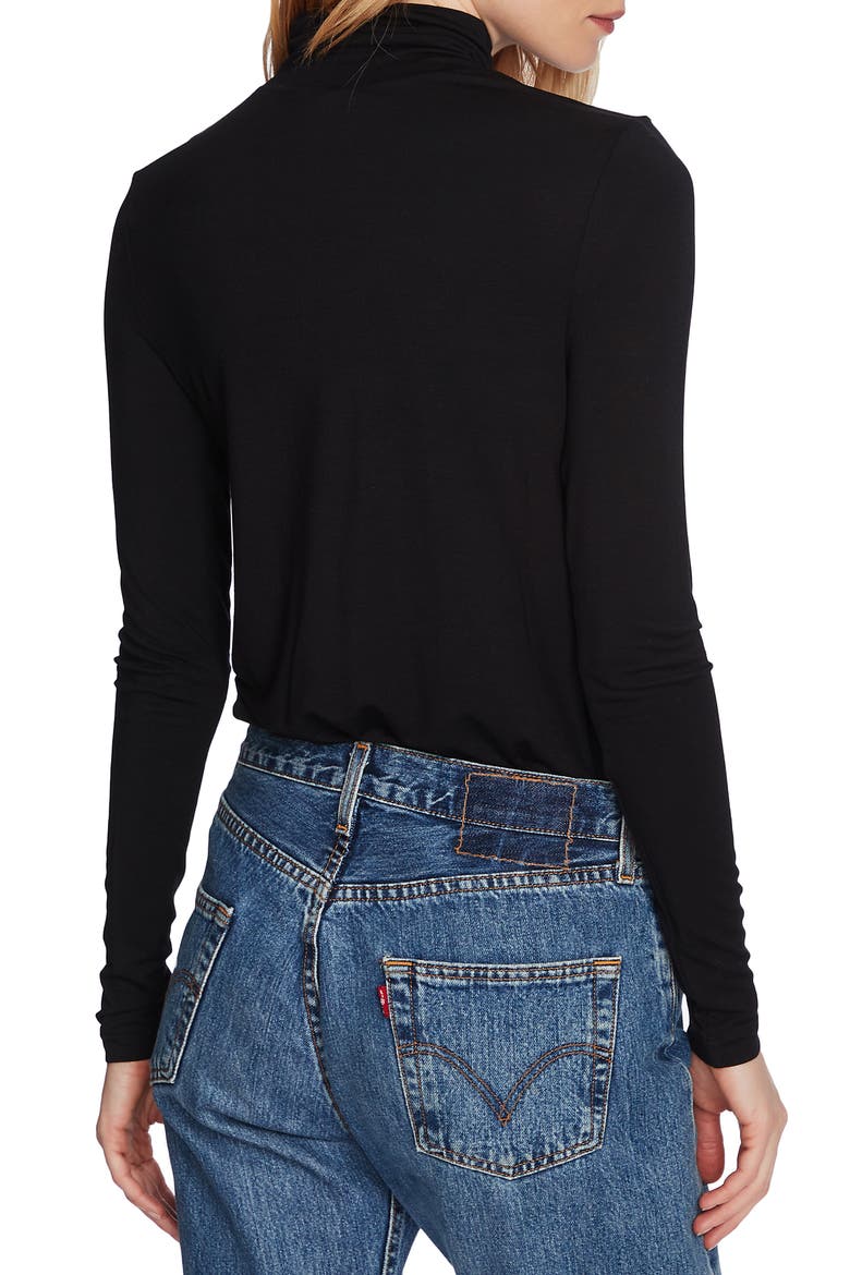 Stretch Jersey Mock Neck Top, Alternate, color, RICH BLACK