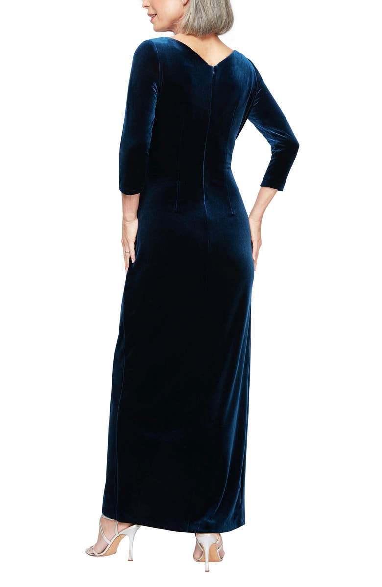 Alex Evenings Surplice Neck Velvet Gown, Alternate, color, 