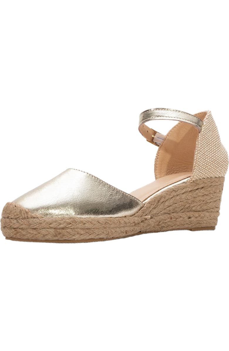 Forever & Always Shoes Aldea Leather Platform Espadrille, Alternate, color, Gold Leather