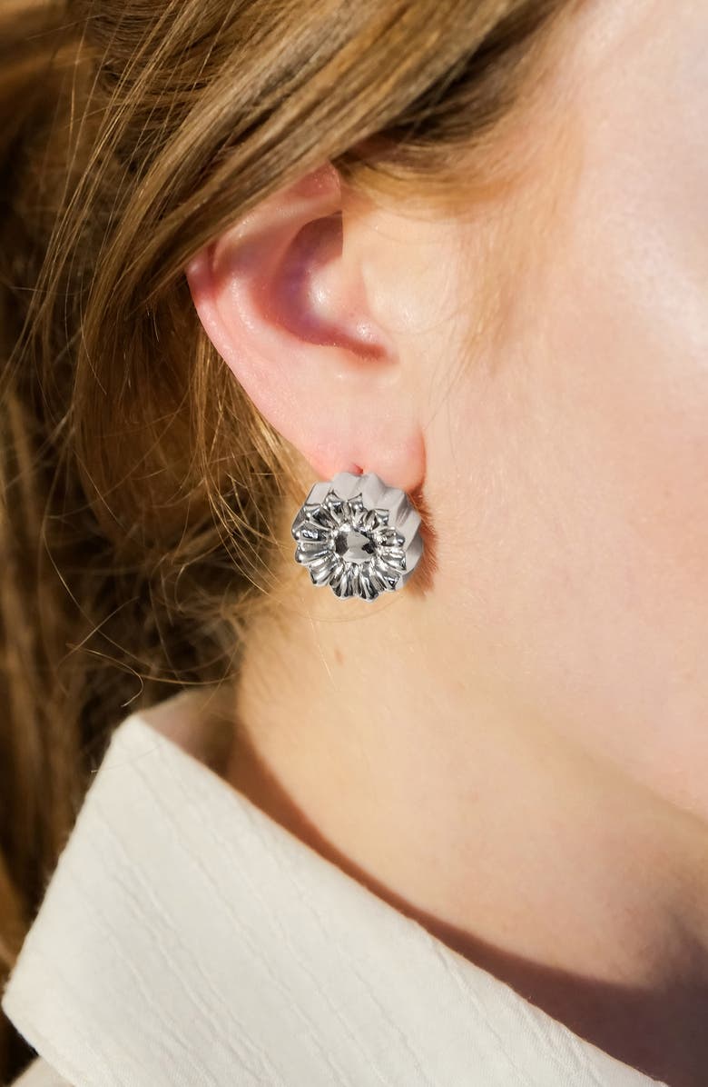 Sterling Forever Canel Flower Stud Earrings, Alternate, color, 