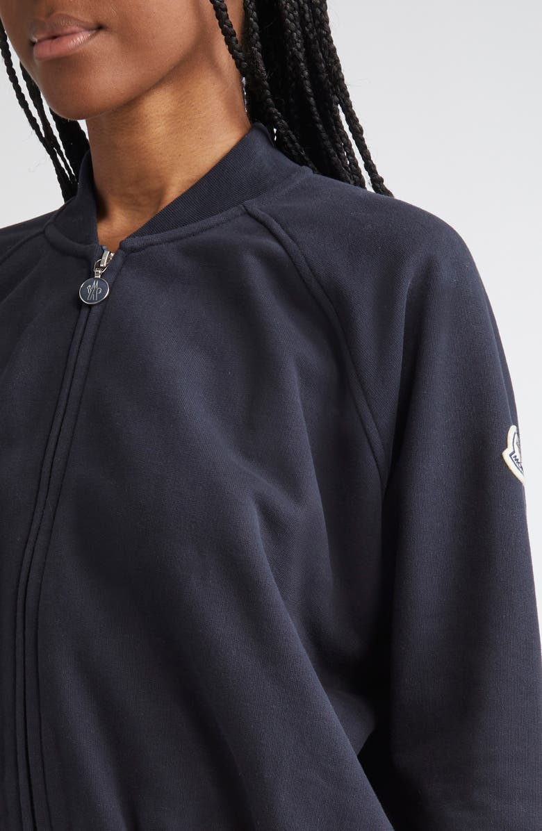 Moncler Zip Crop Cotton Cardigan, Alternate, color, Blue