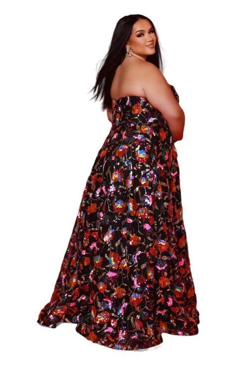 Strapless Sweetheart Neckline Plus Size A-Line Evening Gown