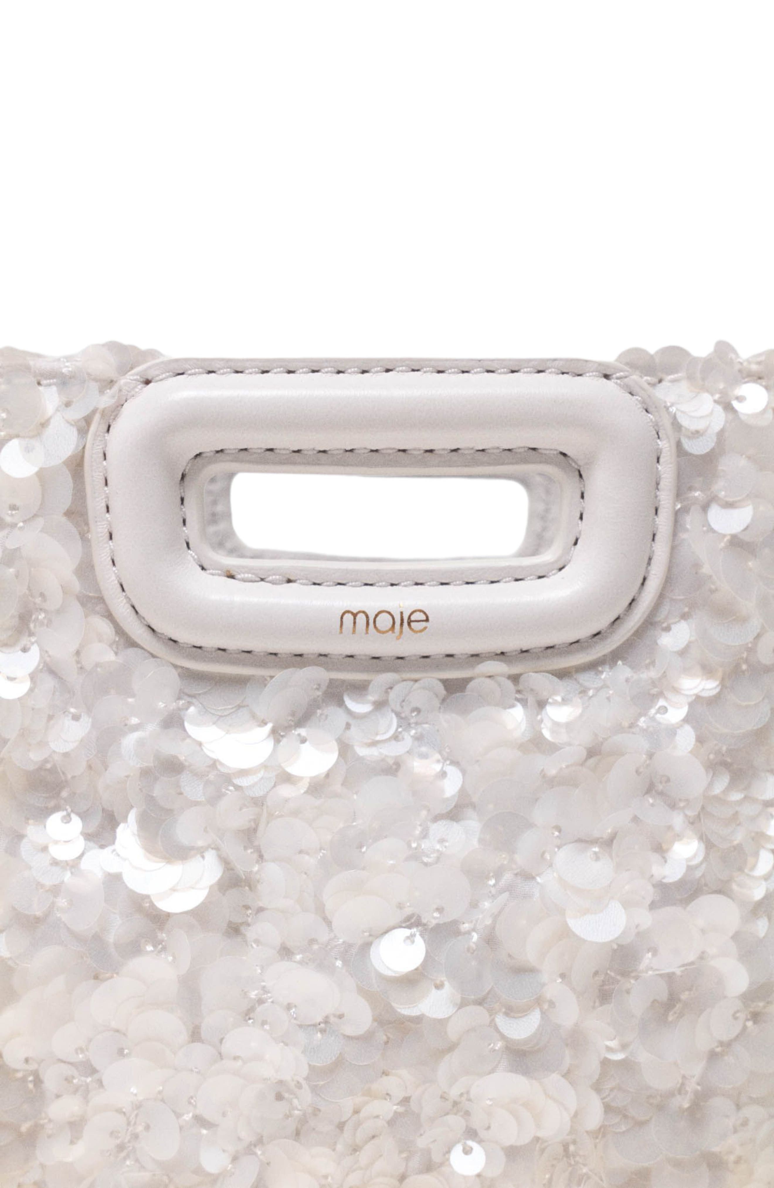 maje Sequinned M mini bag, Alternate, color, White