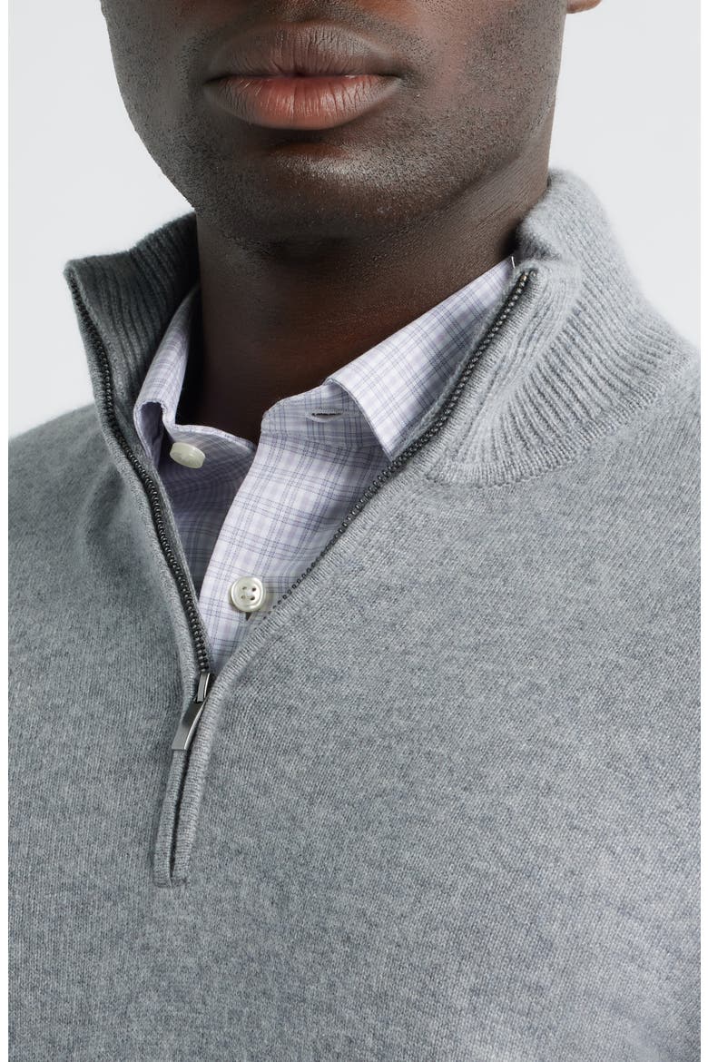 Quarter Zip Cashmere Sweater, Alternate, color, GREY DECEMBER HEATHER