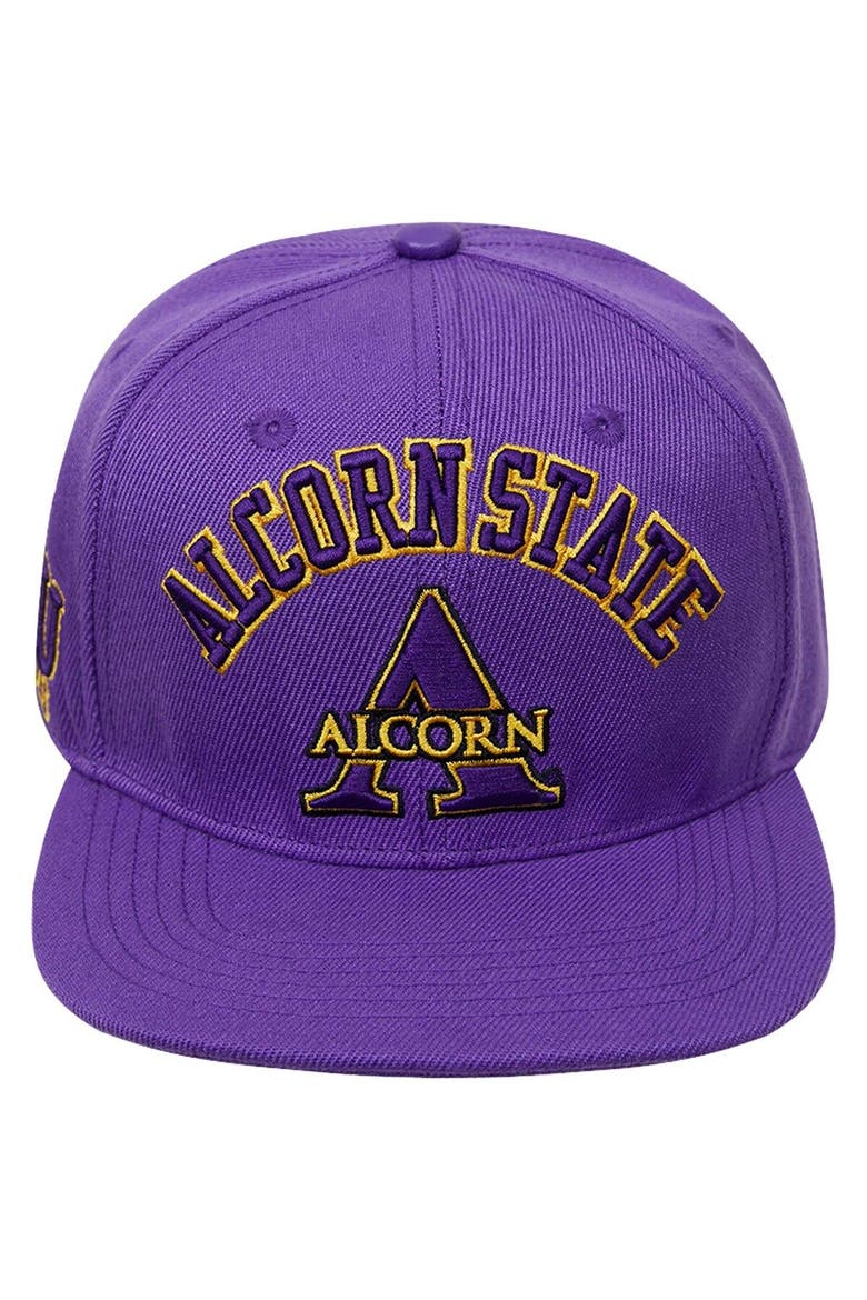 Men's Pro Standard  Purple Alcorn State Braves Evergreen Arch Over Logo Snapback Hat, Alternate, color, Purple