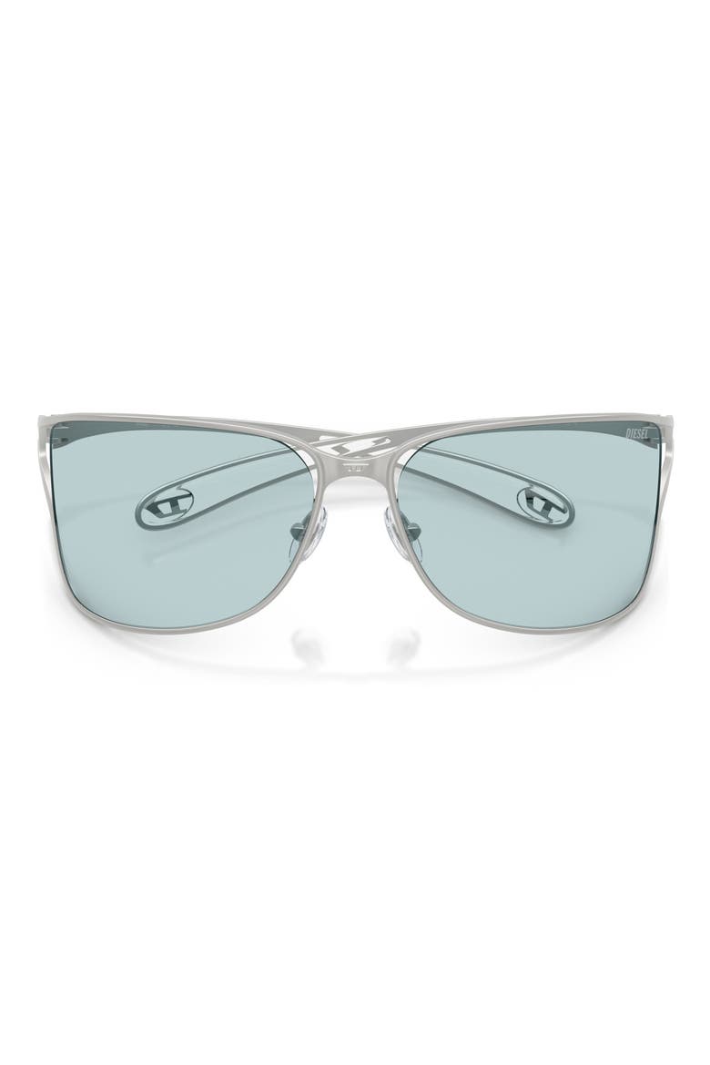 61mm Pillow Sunglasses, Alternate, color, MATTE SILVER / LIGHT BLUE