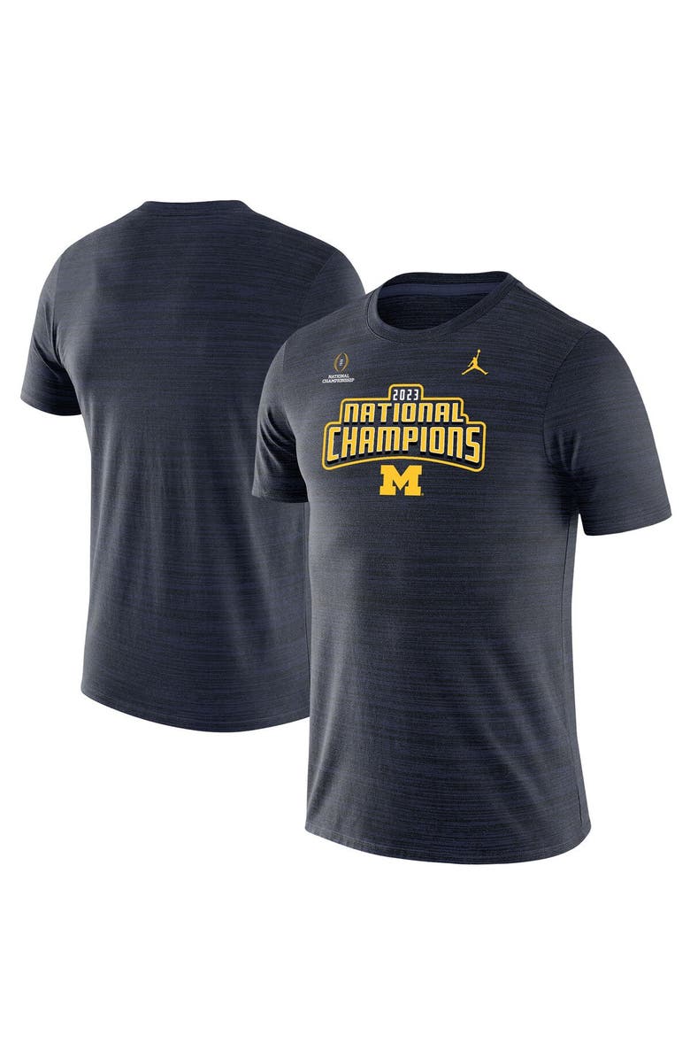Jordan Brand Men's Jordan Brand Navy Michigan Wolverines College Football Playoff 2023 National Champions Velocity Legend Performance T-Shirt, Alternate, color,