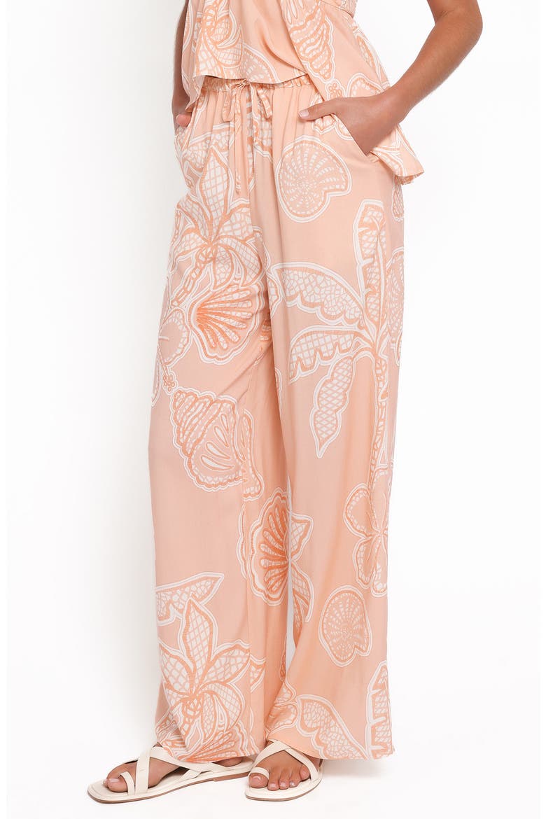 Lira High Waist Floral Print Pants, Alternate, color, PEACH FLORAL