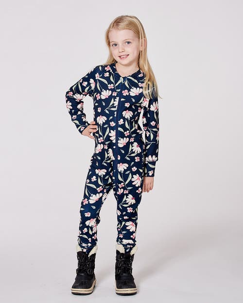 Deux Par Deux One-piece Thermal Underwear Flower In Multi