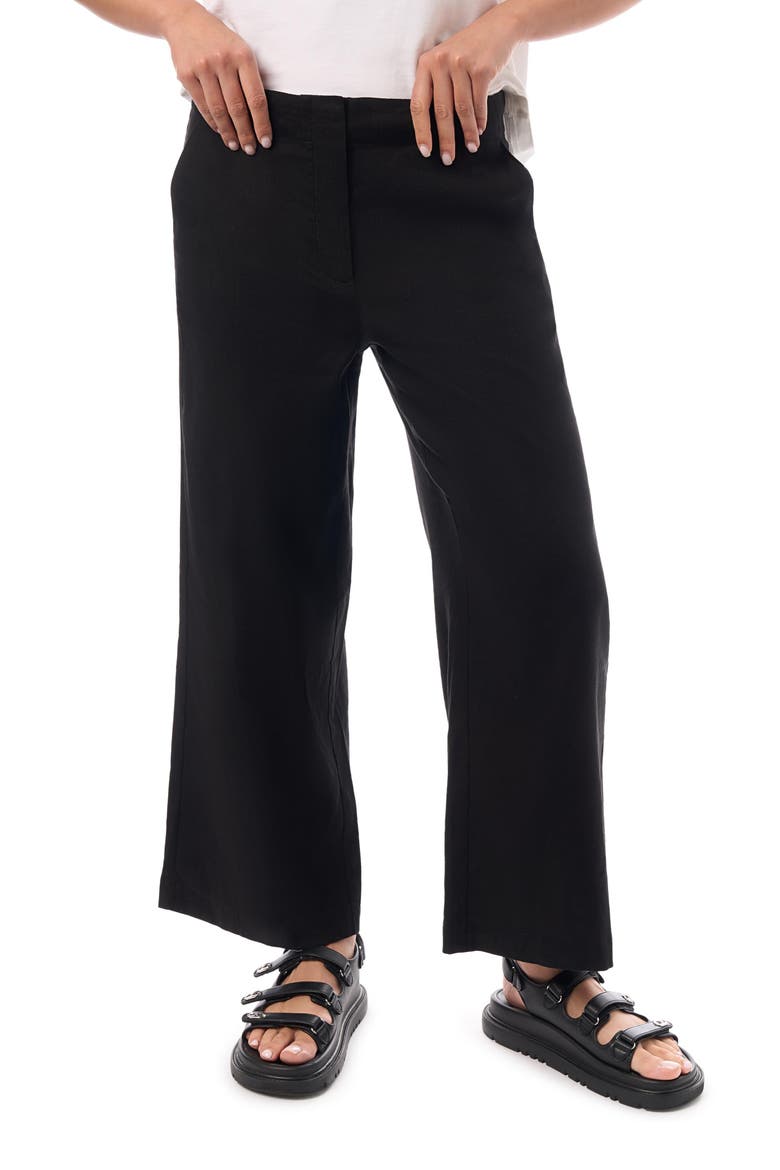 Linen Blend Crop Trouser, Main, color, Black