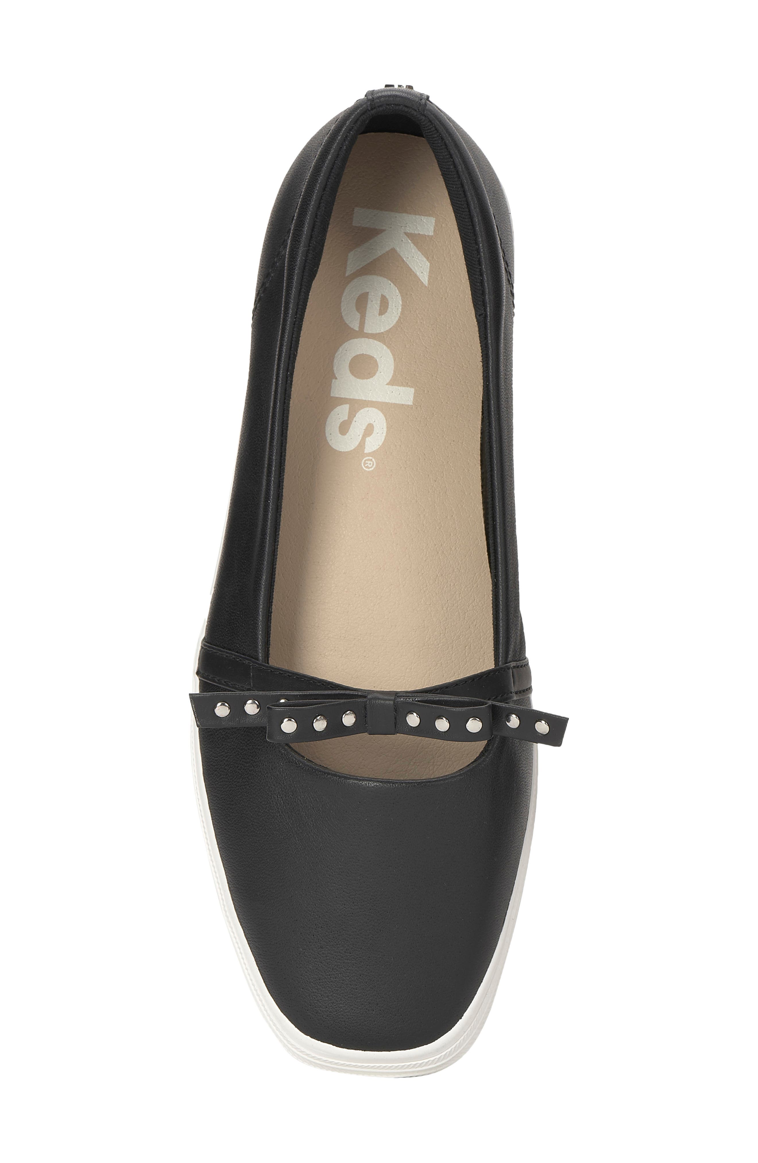Studded Bow Mary Jane Sneaker, Alternate, color, BLACK