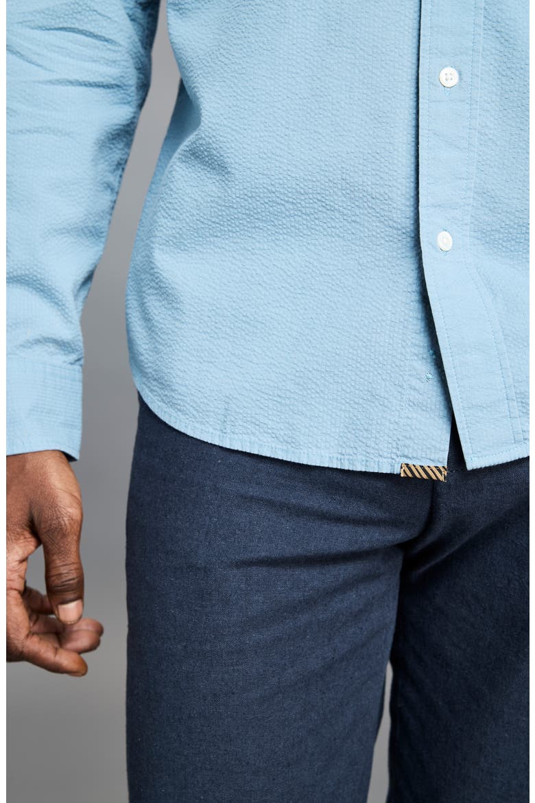 Cedar Seersucker Button-Up Shirt, Alternate, color, STEEL BLUE