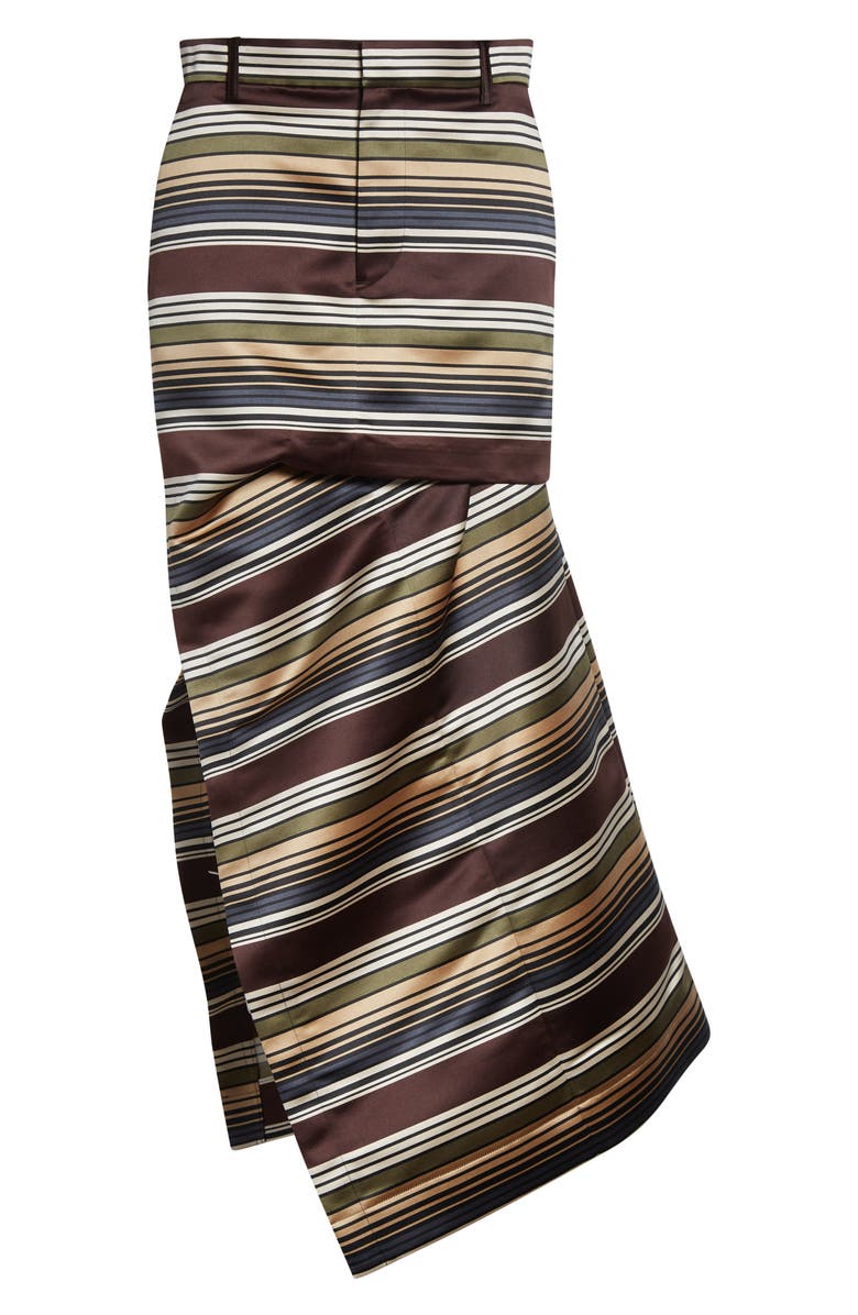 Sacai Horizontal Stripe Satin Skirt, Alternate, color, Brown/ Beige