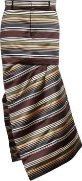 Sacai Horizontal Stripe Satin Skirt