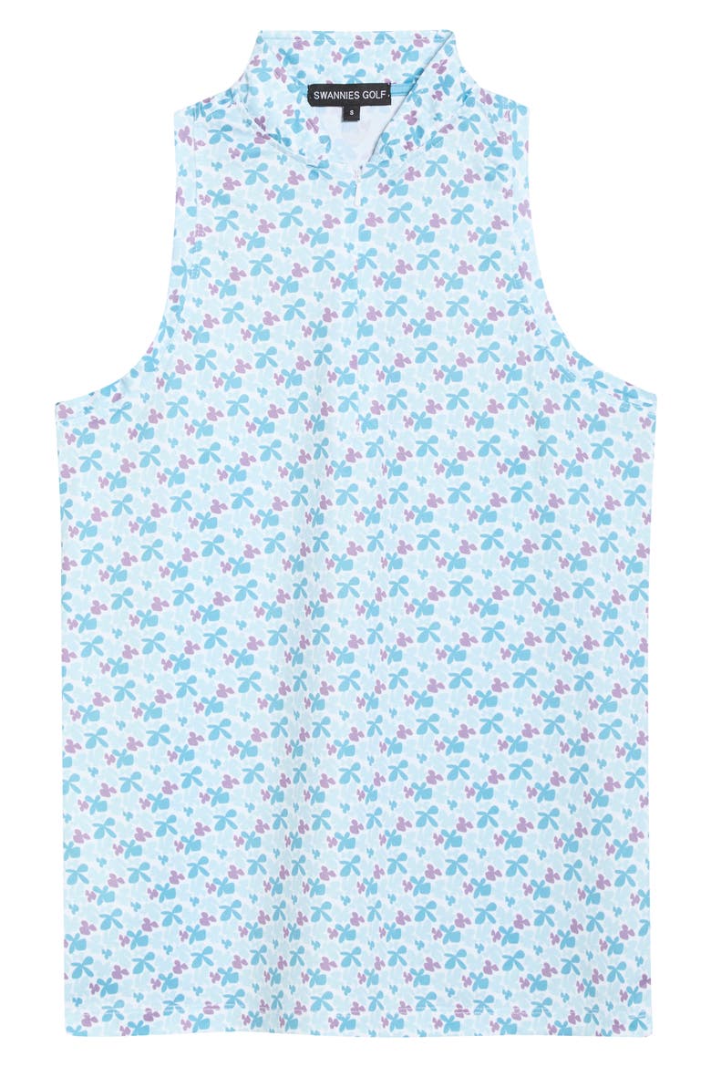 Sonora Ditsy Floral Half Zip Piqué Polo, Alternate, color, SEAFOAM