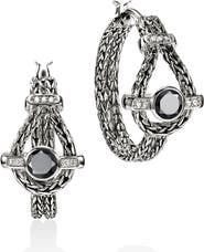 John Hardy Icon Hoop Earring, Sterling Silver, Black Sapphire (Nordstrom Exclusive)