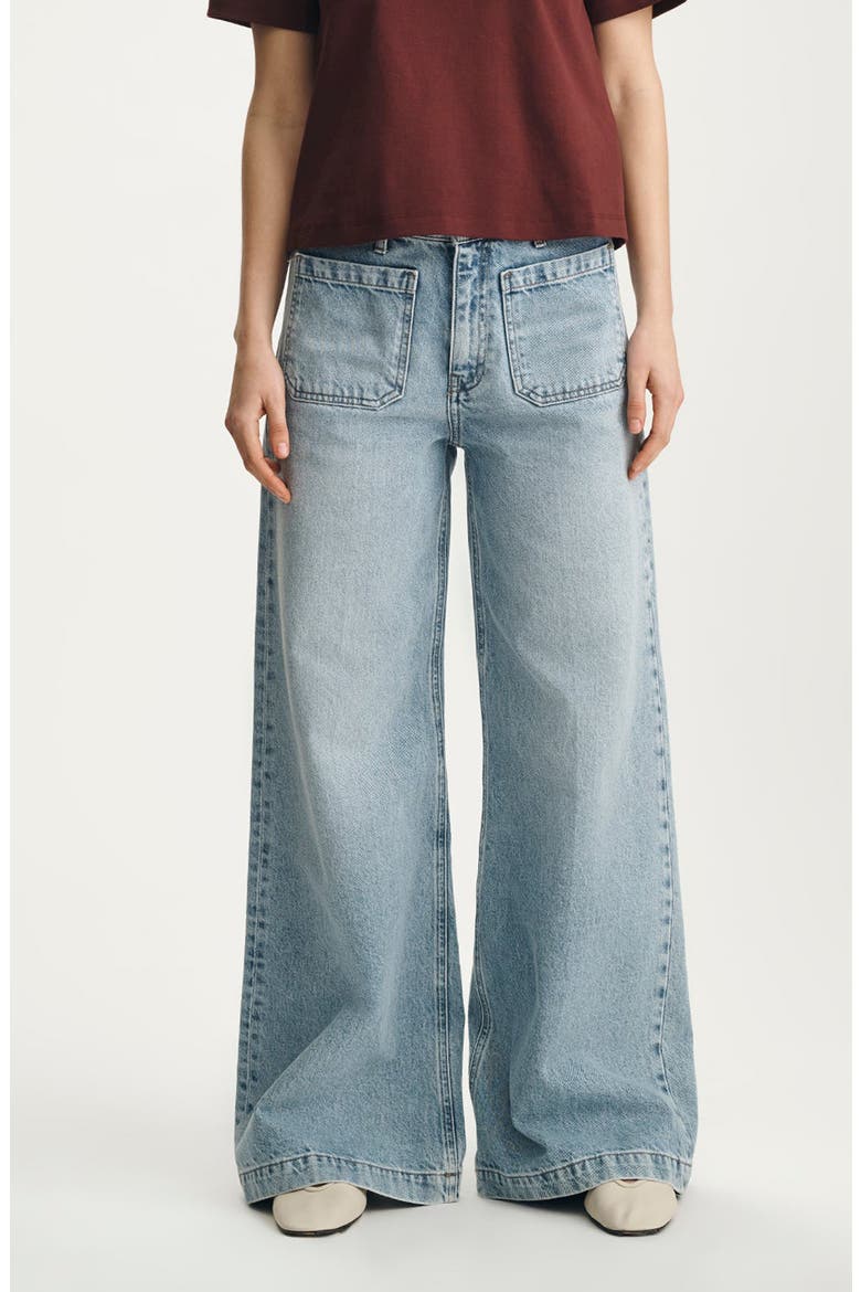 Christine Patch Pocket Wide Leg Jeans, Main, color, LIGHT CLASSIC DENIM