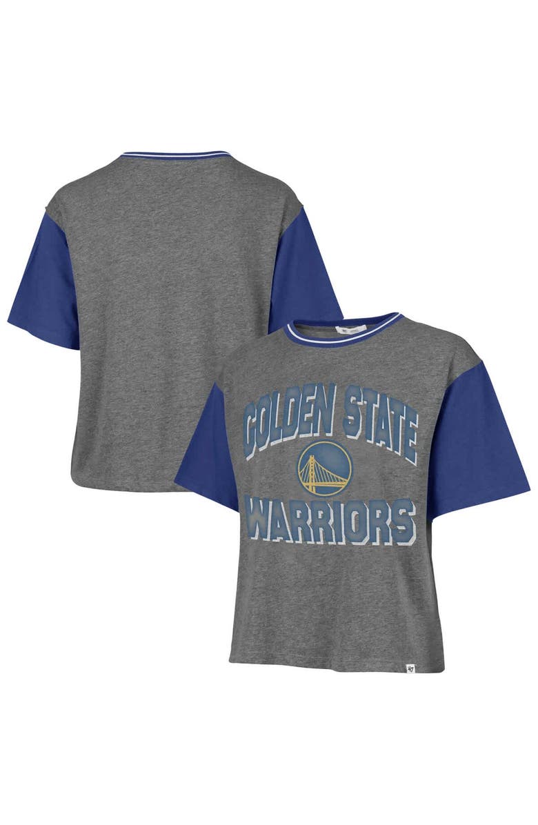 '47 Women's '47 Gray Golden State Warriors Rise Clubhouse Ziggy Color Block T-Shirt, Alternate, color,