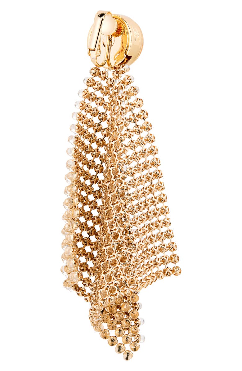 Rabanne Crystal Mesh Clip-On Drop Earrings, Alternate, color, Gold / Transparent