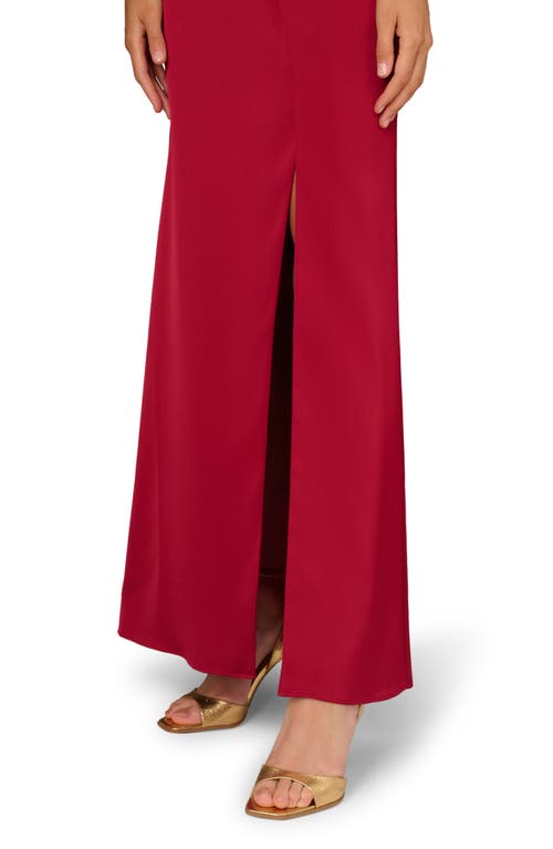 Aidan Mattox Sleeveless Satin Gown In Red