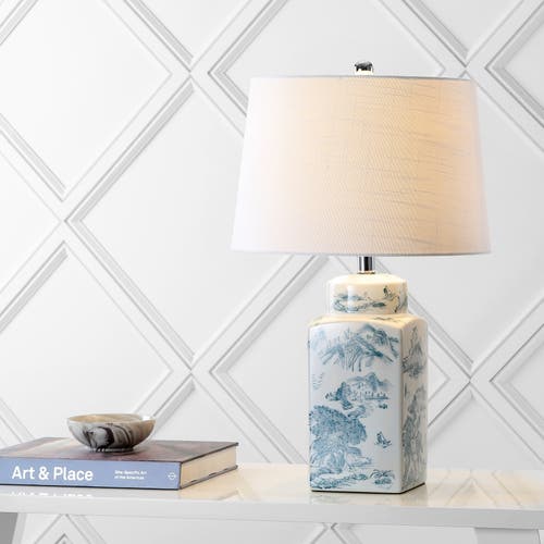 Jonathan Y Audrey 24.5" Chinoiserie Led Table Lamp, Blue/white In Blue/white