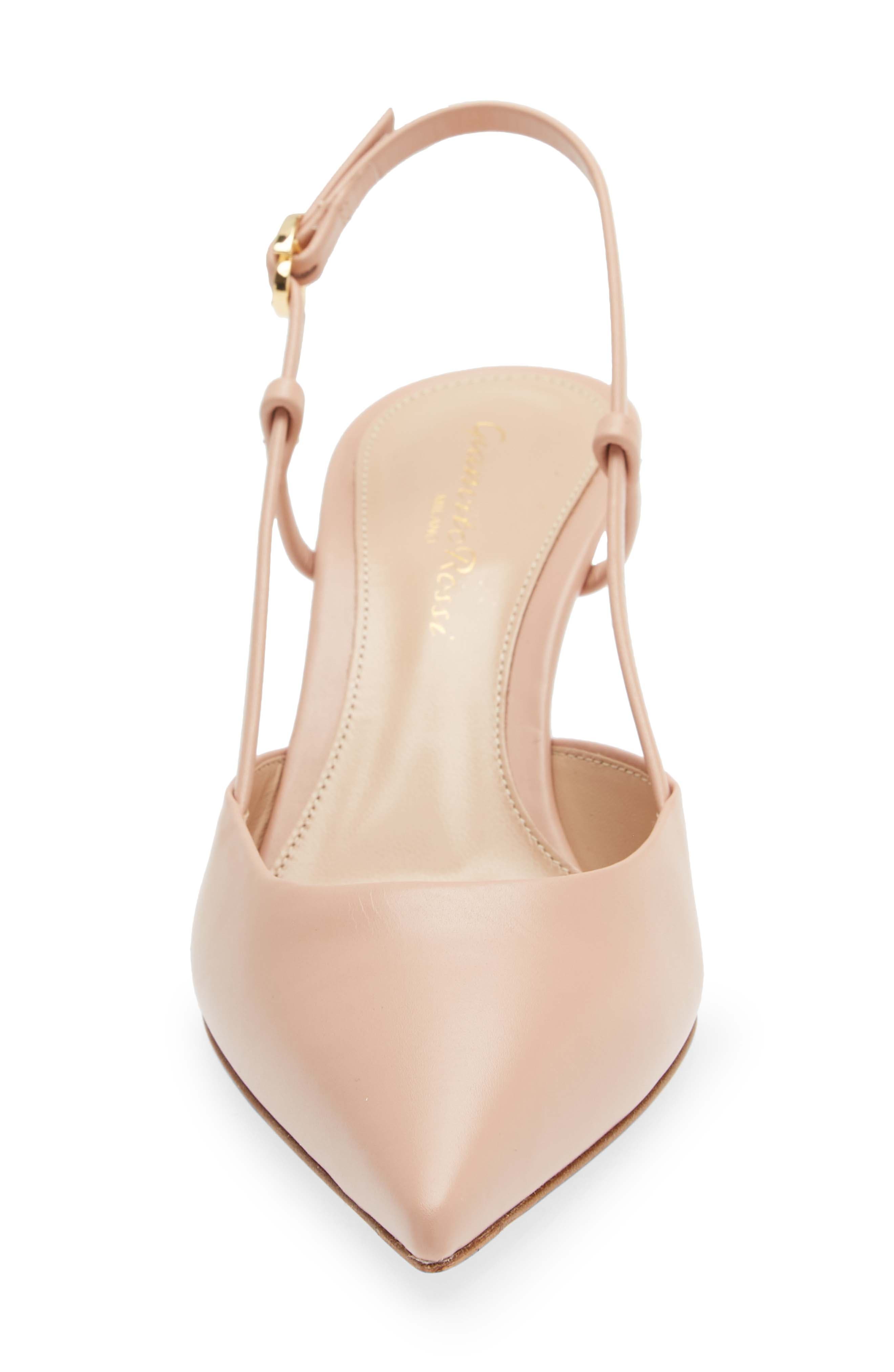Gianvito Rossi Kitten Heel Slingback Pointed Toe Pump, Alternate, color, Peach
