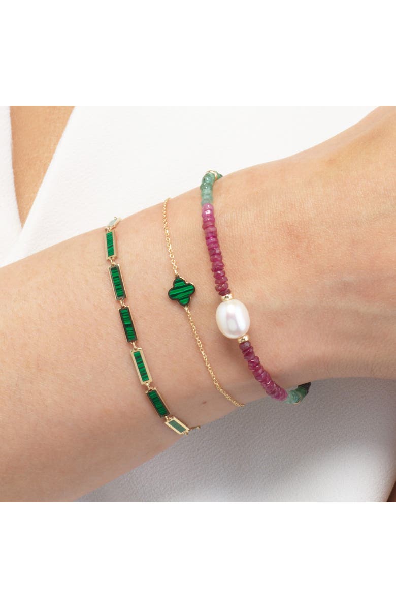 The Lovery Fine Jewelry Rainbow Gemstone Bead Pearl Bracelet, Alternate, color, Rainbow Gemstone