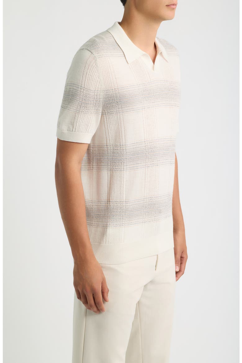 Lamoroso Striped Merino Wool Polo Sweater, Alternate, color, OPEN WHITE
