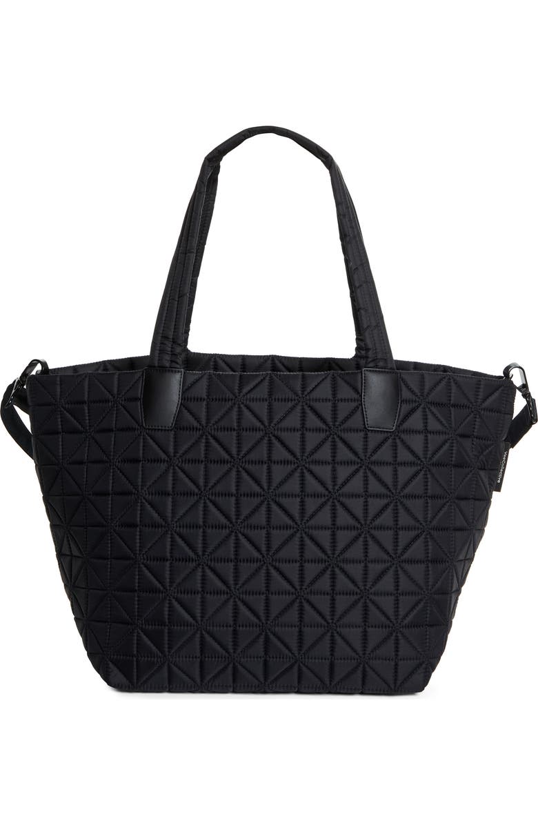 VeeCollective Medium Vee Quilted Recycled Nylon Tote, Main, color, Black