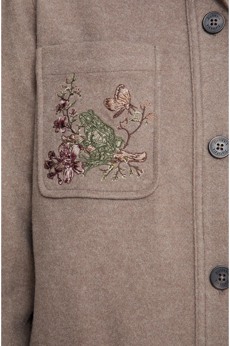 Cordelia Floral Frog Embroidered Shacket, Alternate, color, Taupe