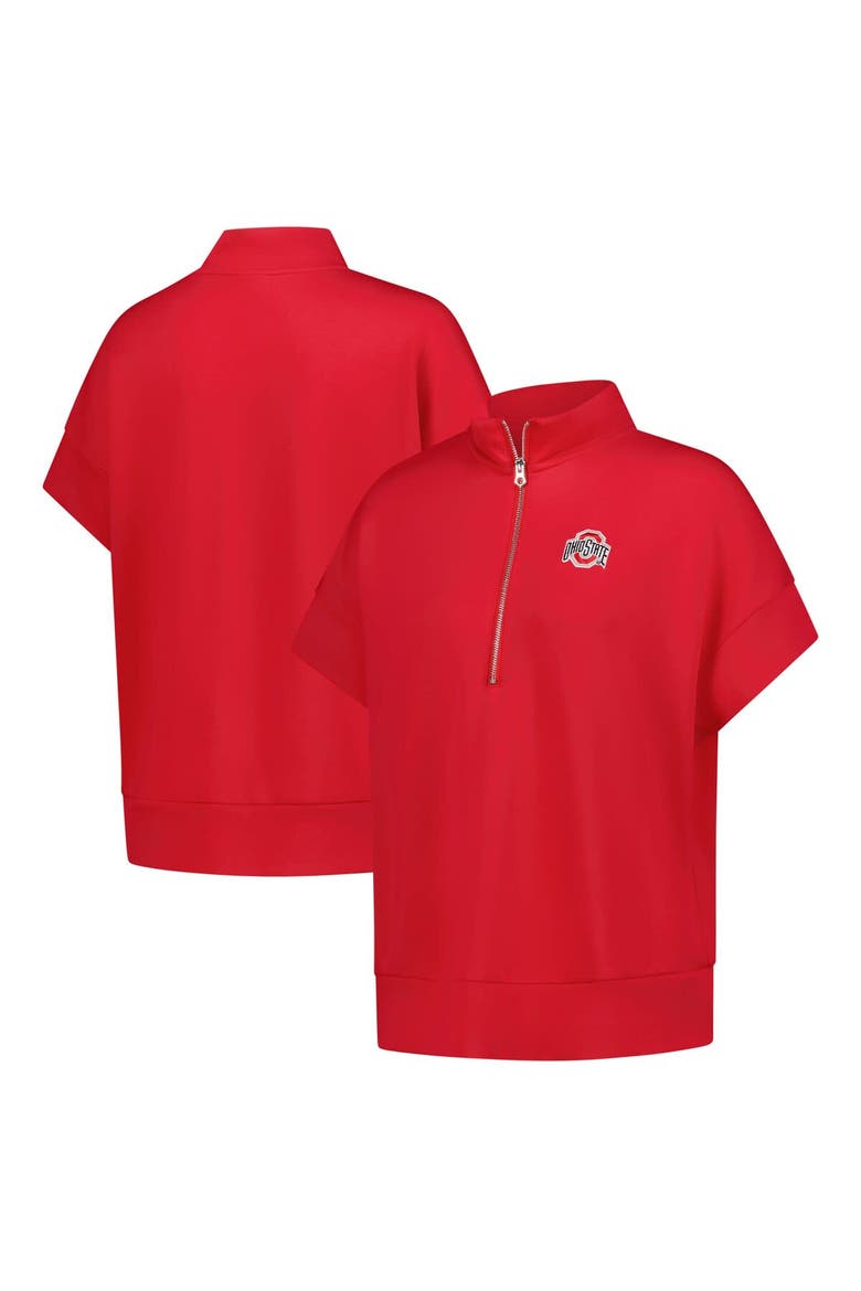 Women's ZooZatz Scarlet Ohio State Buckeyes Tri-Blend Quarter-Zip Flowy Top, Main, color, Scarlet