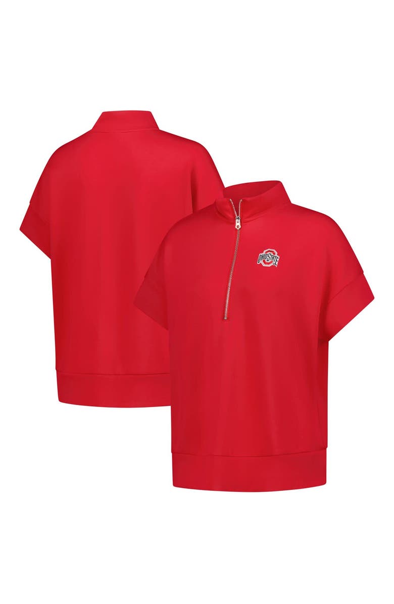 ZOOZATZ Women
s ZooZatz Scarlet Ohio State Buckeyes Tri-Blend Quarter-Zip Flowy Top, Main, color, Scarlet