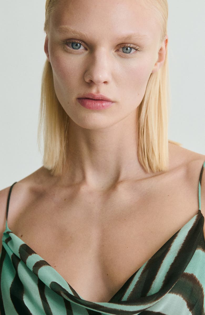 MANGO Zebra Print Ruffle Dress, Alternate, color, 