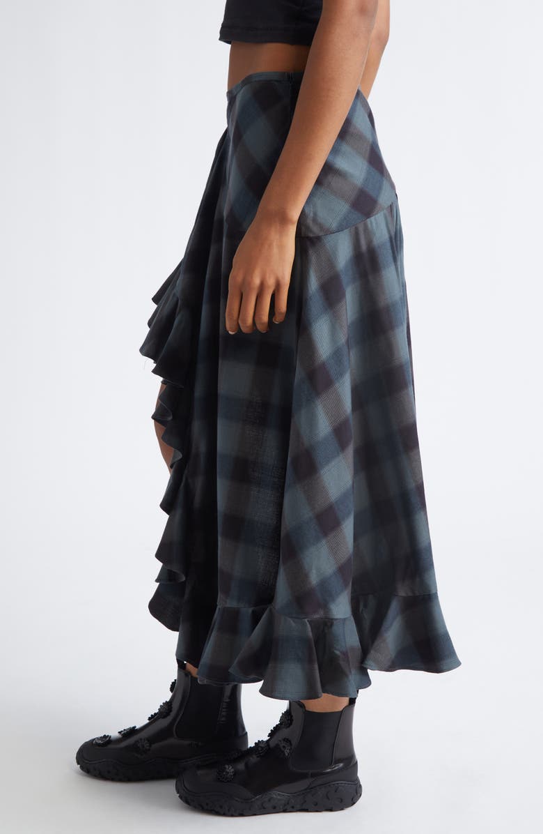 Collina Strada Florist Sky Plaid Asymmetric Skirt, Alternate, color, Navy Plaid