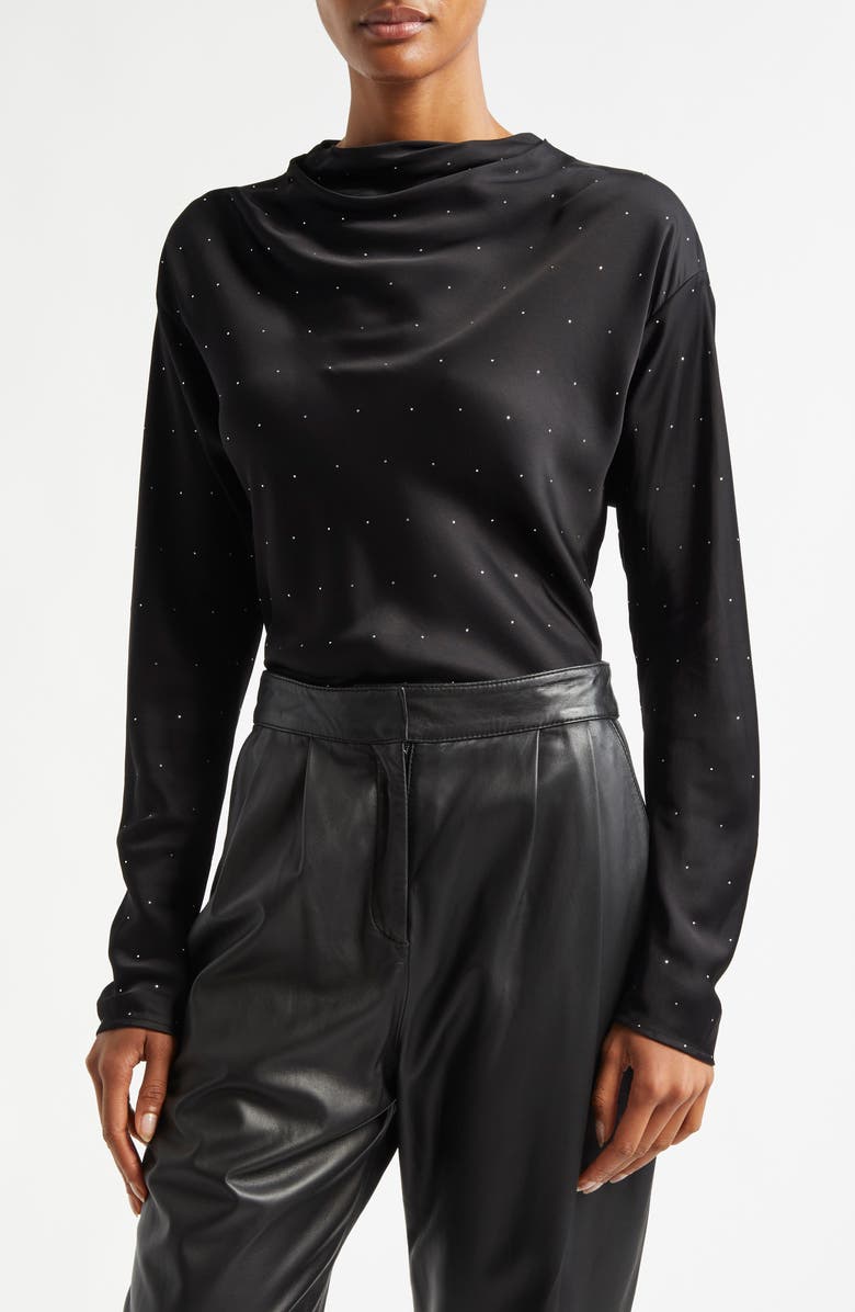 A.L.C. Georgia Embellished Satin Top, Main, color, Black