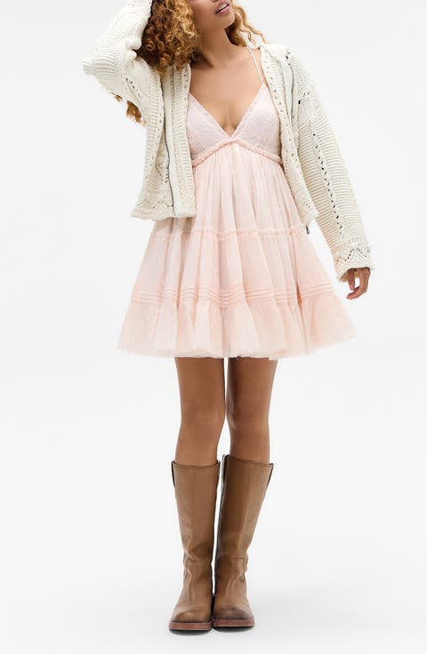 Aria Embroidered Tiered Cotton Babydoll Dress