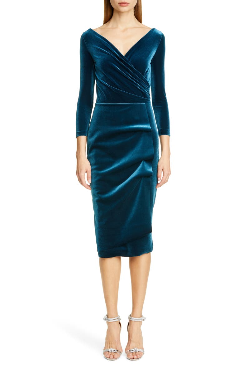Florien Velvet Dress, Main, color, TEAL