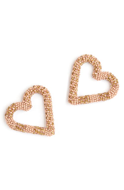 Deepa Gurnani Preeti Beaded Heart Hoop Earrings In Pink