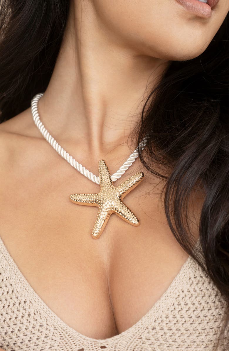 Ettika Starfish Pendant Necklace, Alternate, color, Beige