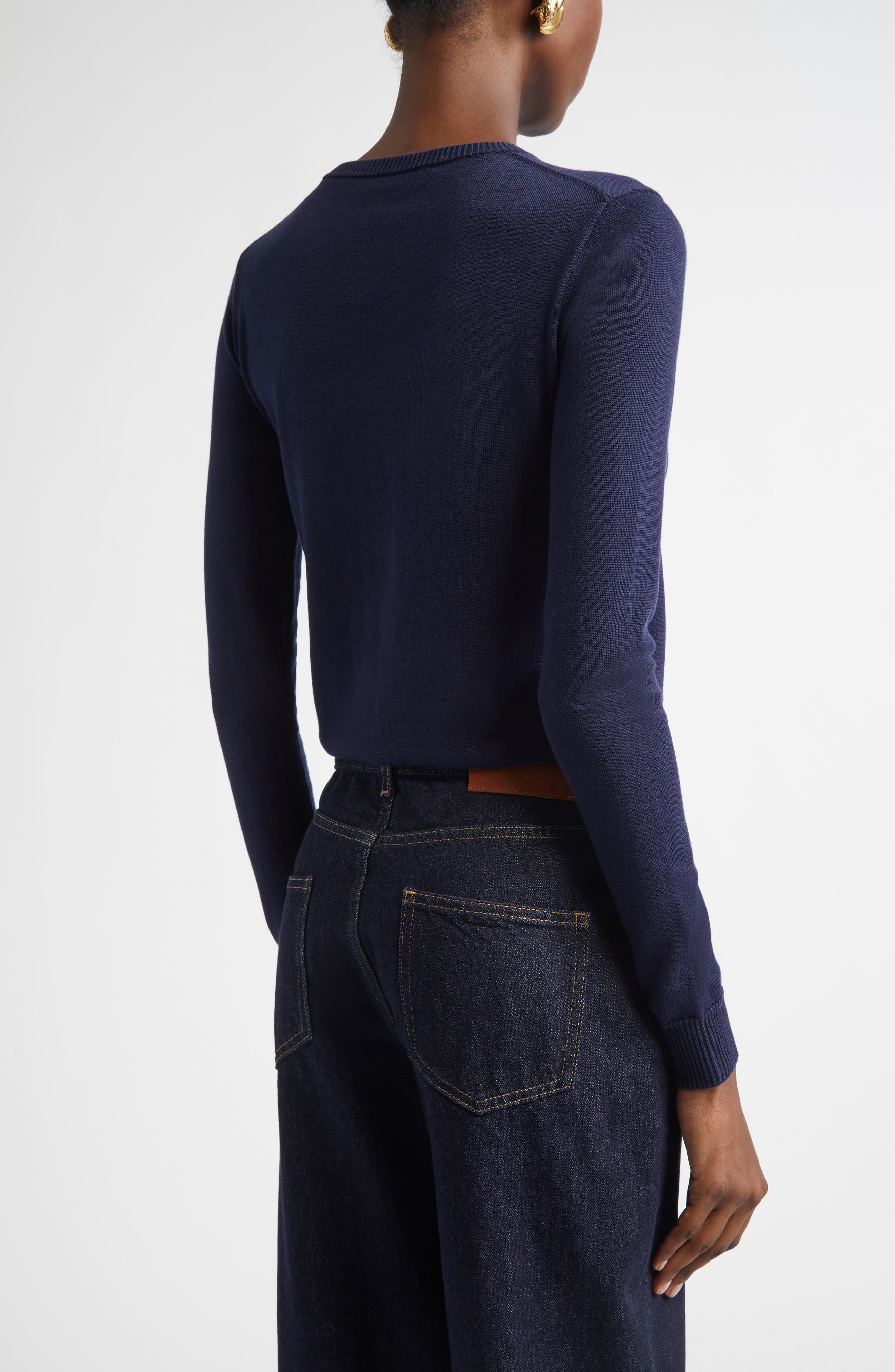 Olive Branch Embroidered Silk & Cotton Sweater - image 2