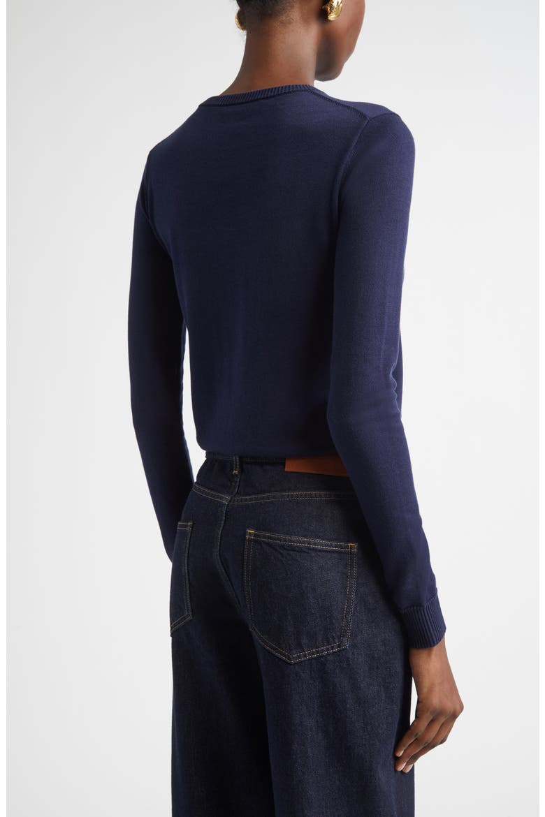 Olive Branch Embroidered Silk & Cotton Sweater, Alternate, color, MIDNIGHT MULTI