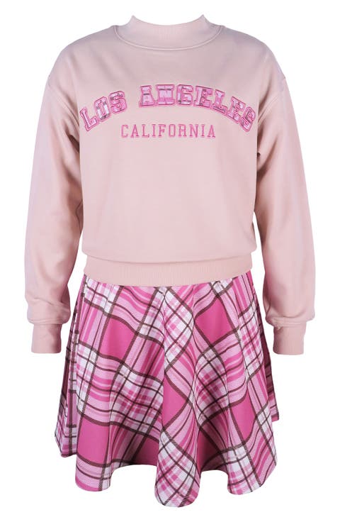 Kids' Los Angeles Sweater & Plaid Skirt Set (Big Kid)