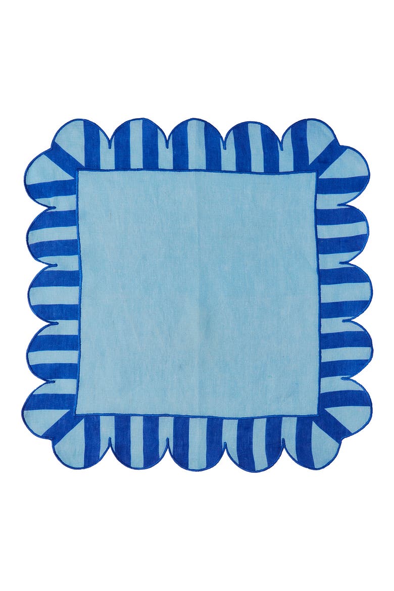 Scallop Stripe 4-Pack Linen Napkins, Alternate, color, DARK BASE BLUE