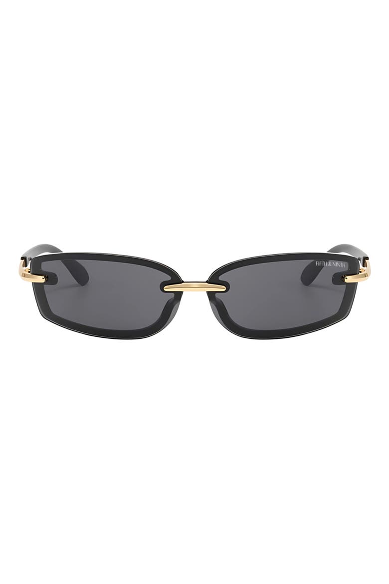 Zuri 66mm Oversize Rectangular Sunglasses, Main, color, BLACK/ GOLD