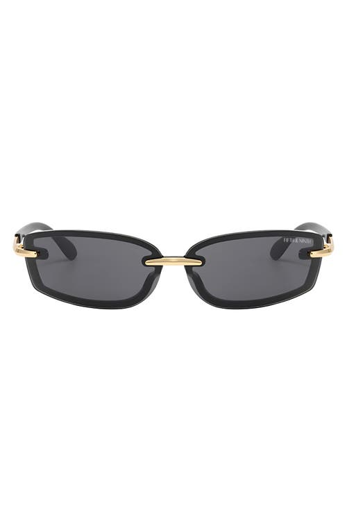 Fifth & Ninth Zuri 66mm Oversize Rectangular Sunglasses In Black/gold