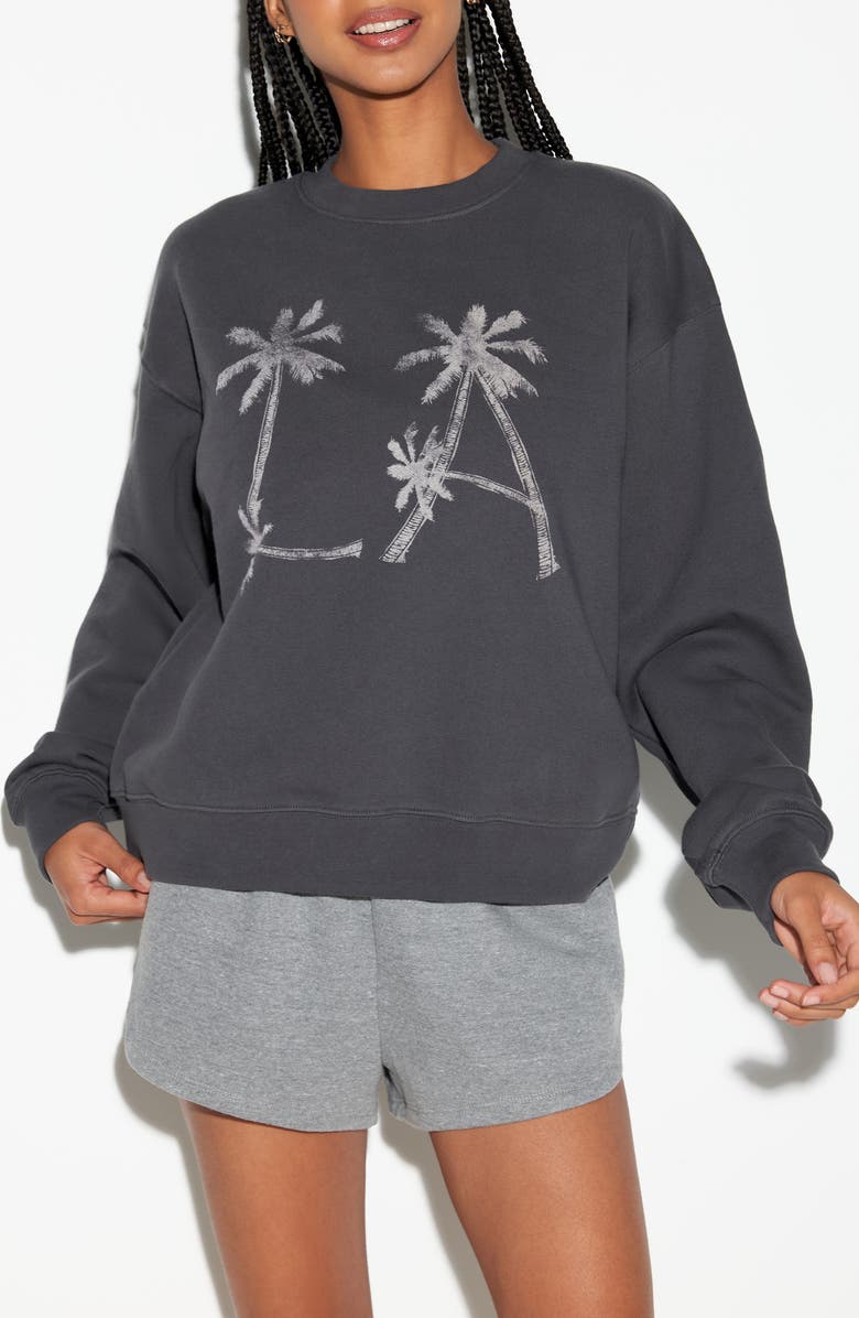Spiritual Gangster La Brea Cotton Graphic Sweatshirt, Main, color, Ash
