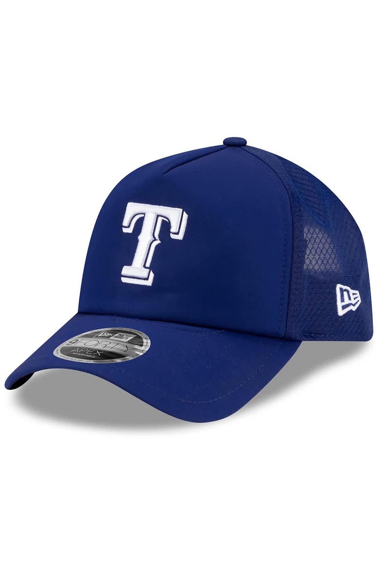 Men's New Era Royal Texas Rangers 2026 Batting Practice Apex 9FORTY Adjustable Trucker Hat, Main, color, Royal