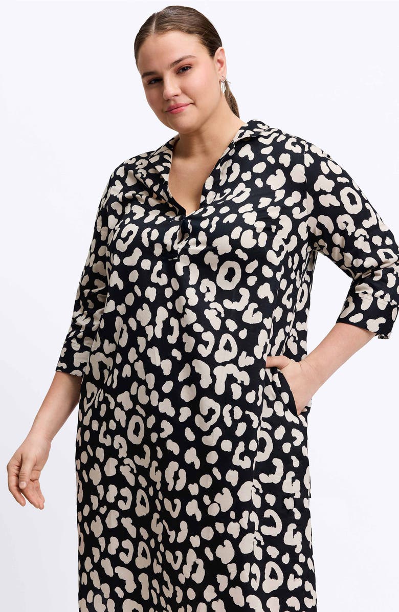 Foxcroft Sloane Animal Print Popover Shirtdress, Alternate, color, Gray